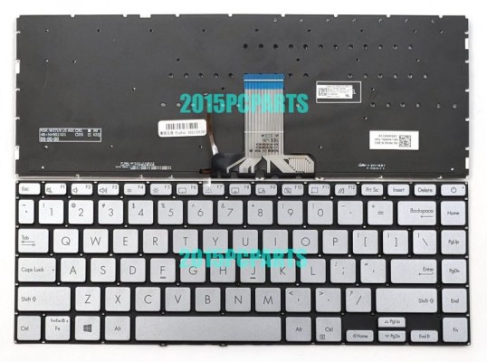 Bàn phím laptop Asus Zenbook 14 UX434 UX434I UX434IQ UM434I UM434IQ UM433IQ Q407 Q407I Q407IQ Q408 Q408U Q408UG BẠC (CÓ ĐÈN, BH 6TH)