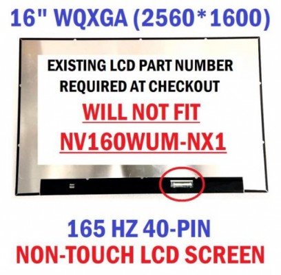 Màn Hình 16.0″ Led Slim Ko Viền =wqxga 2k 165hz= (16:10) (Board Sau Lưng,40 Pin)